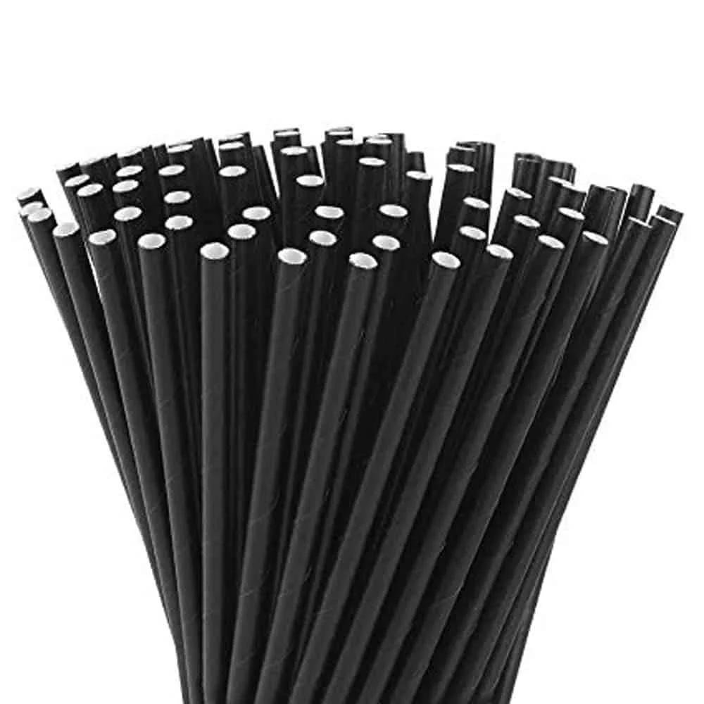 MAJESTIC PAPER STRAWS SMALL BLACK 6mmx200 X250