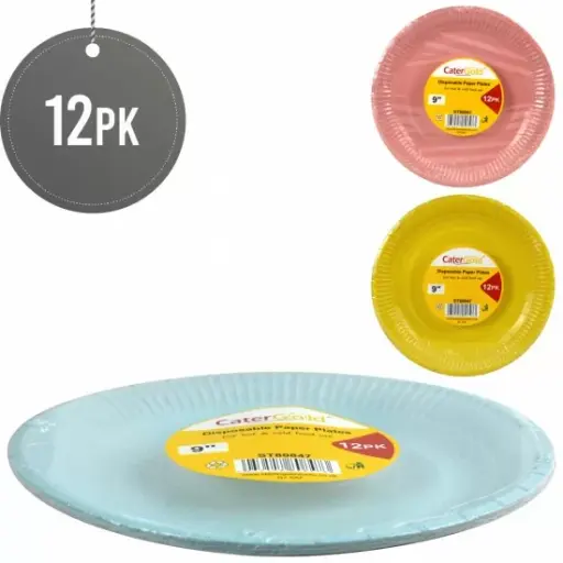 [ST80847] DISPOSABLE PAPER PLATES 9" 12PK